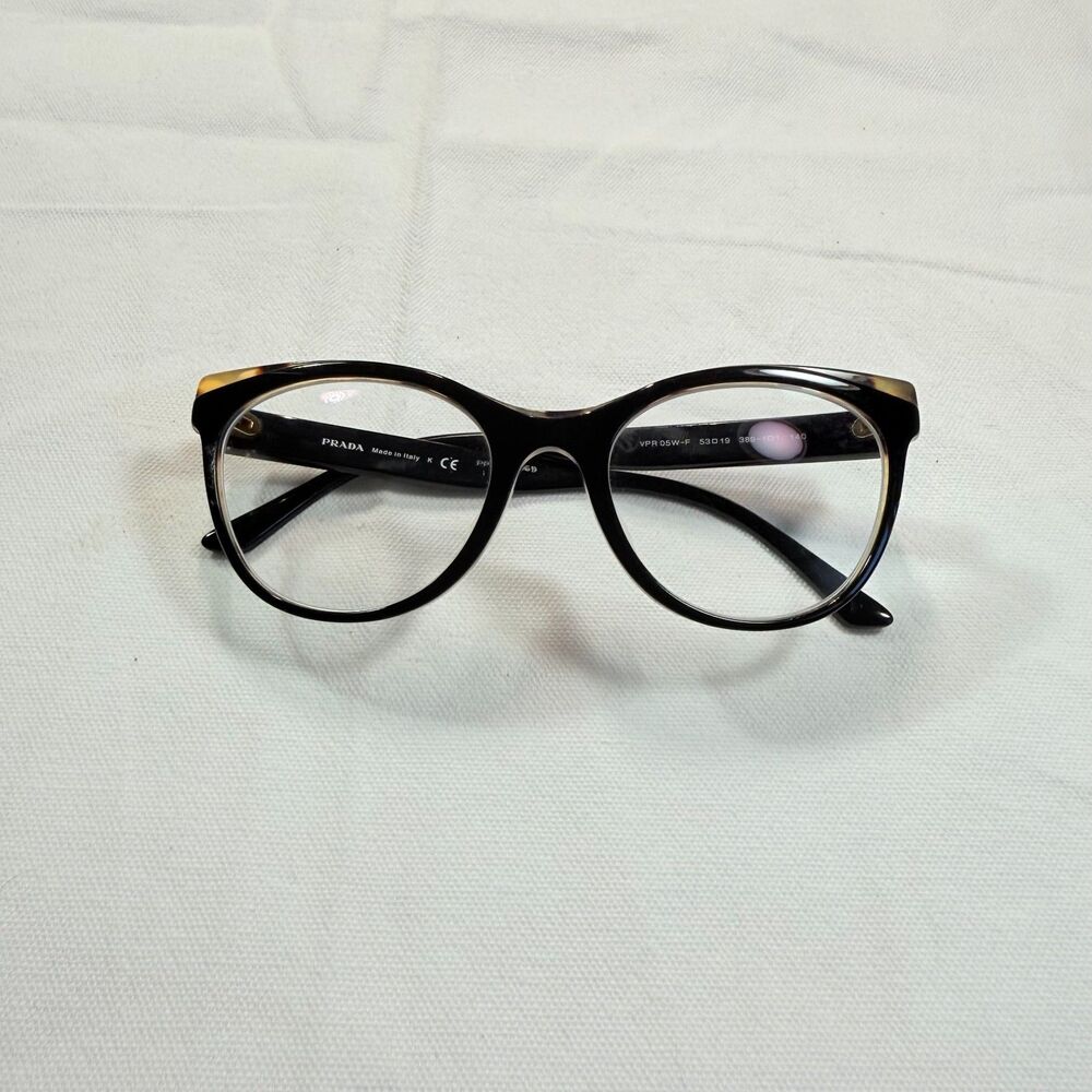 Prada VPR 05W-F Black Honey Tortoise Cat Eye Eyeglass Frames Only 53-19 140